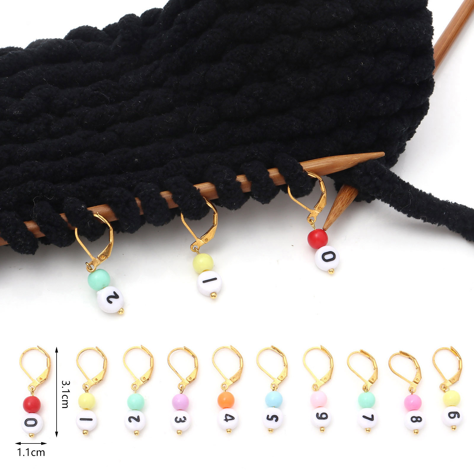 Stitch Marker Ring - 구리 및 아크릴 뜨개질 스티치 마커,