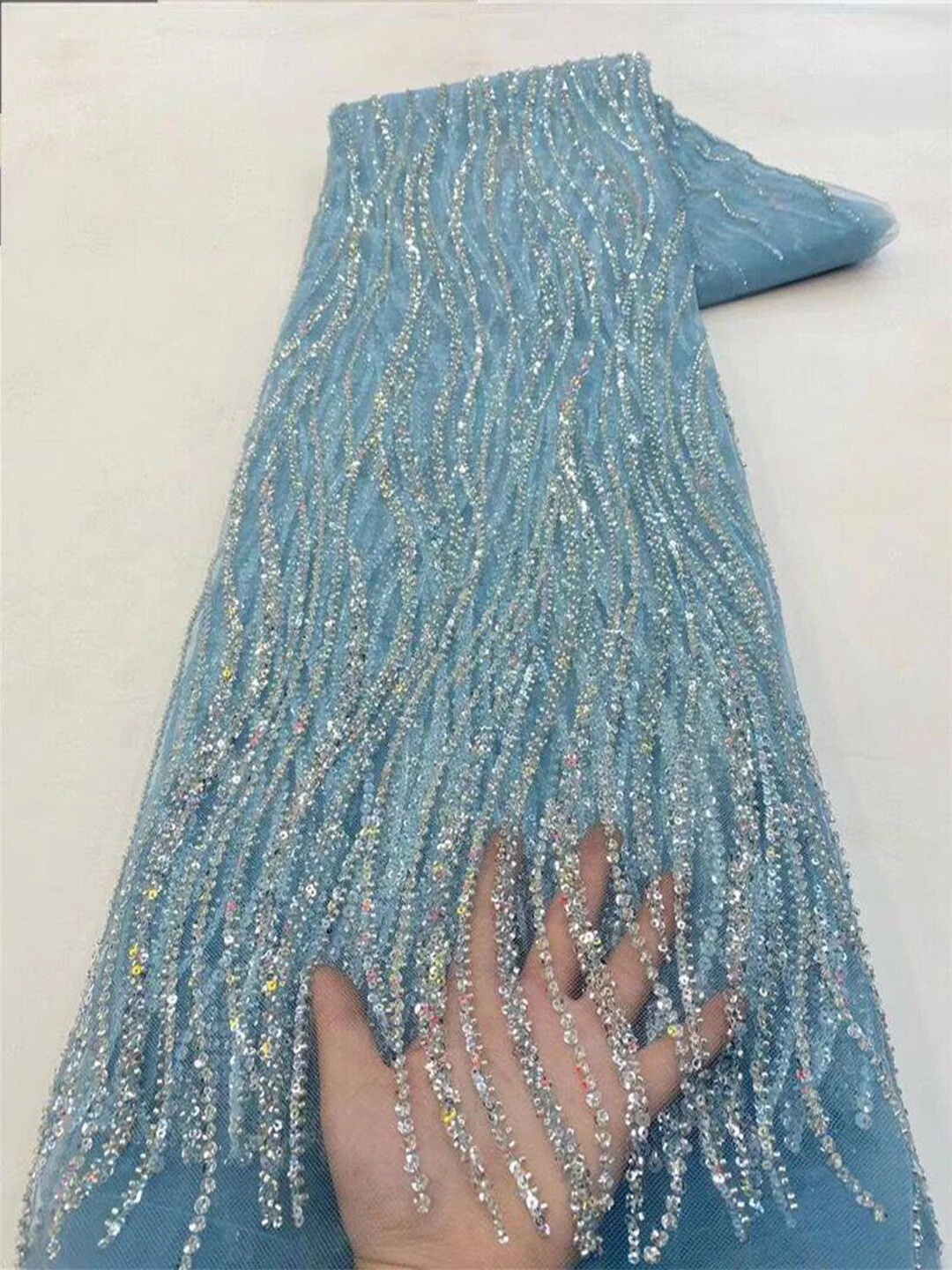 Embroidery Abaya - 골드 컬러 아프리카 자수 튤 네트
