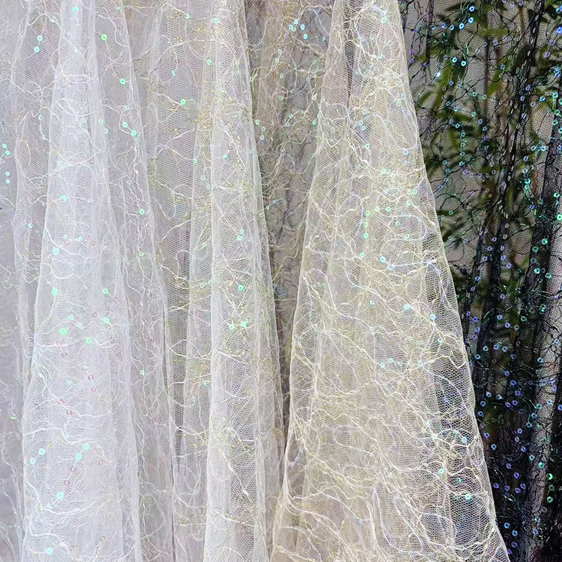 Embroidery Abaya - 4가지 색상 프렌치 튤 이브닝 파티