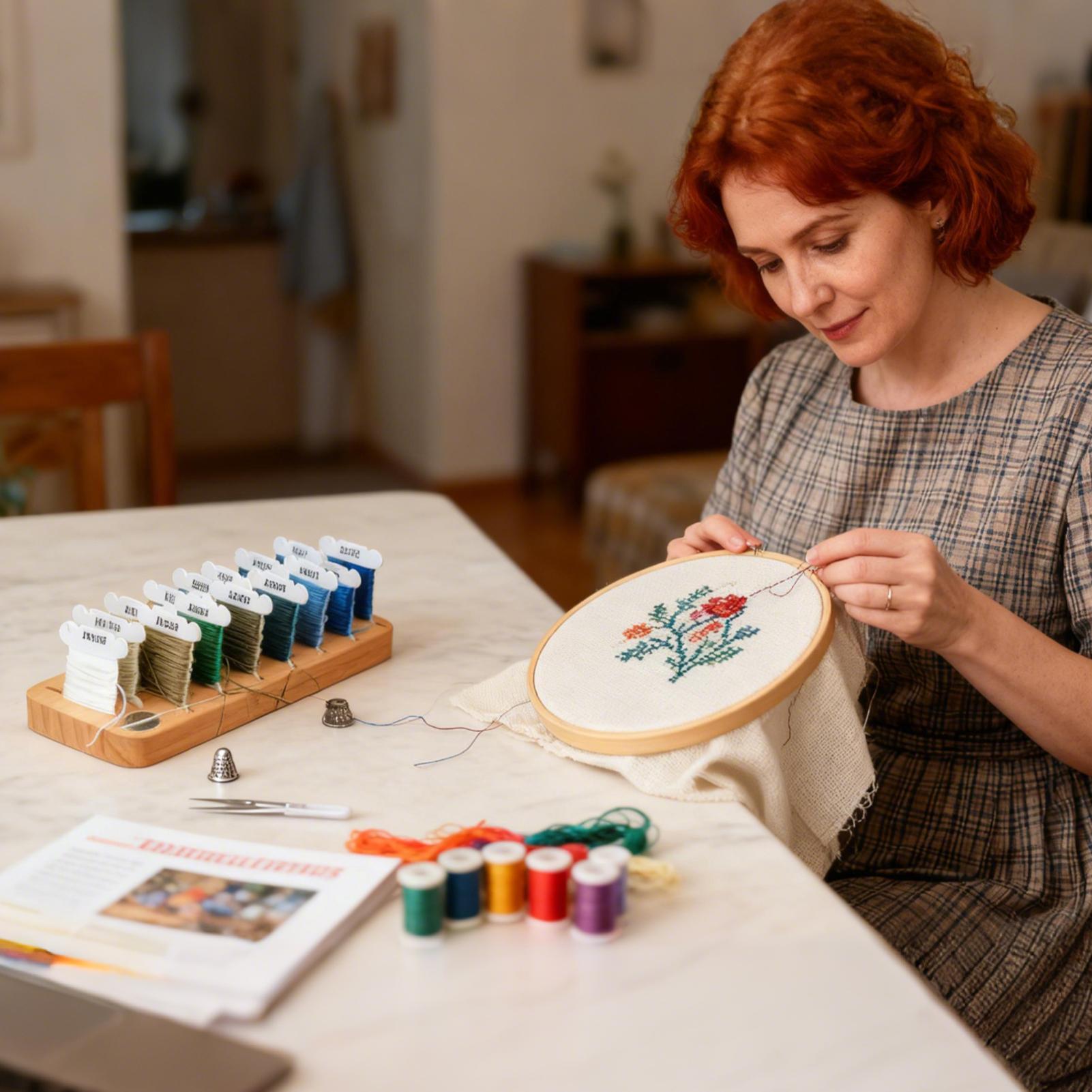 Embroidery Artist - 자수실 정리함 15칸 나무 스풀 홀더