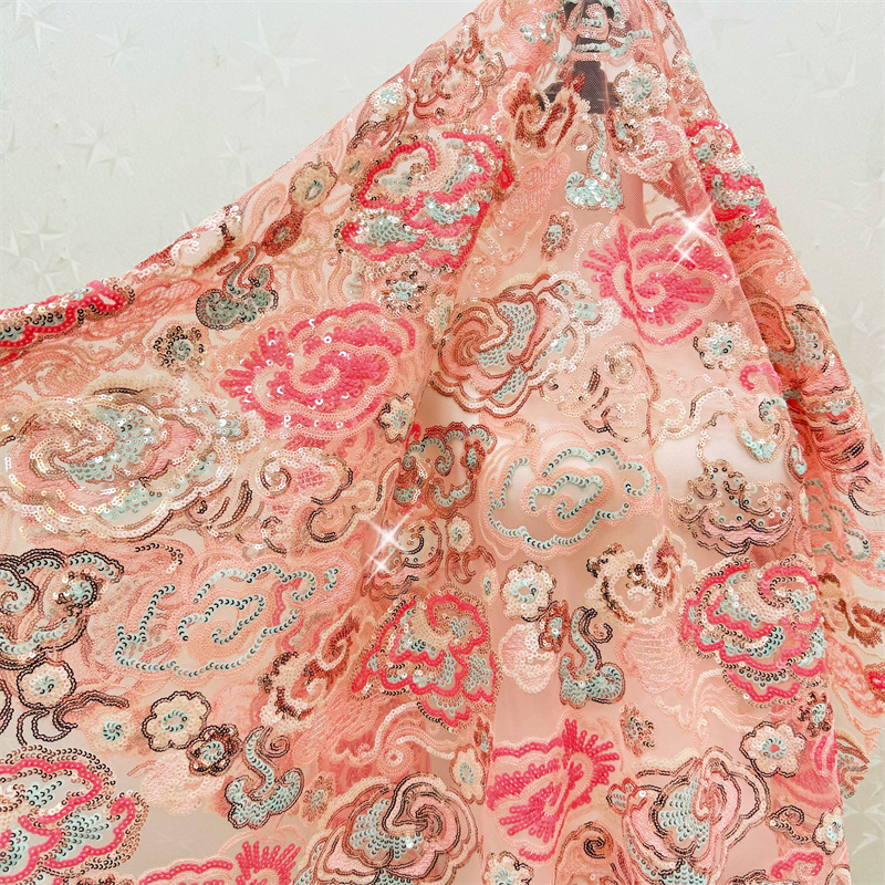 Embroidery Needle - 2 야드/로트 130cm 와이드 핑크 퍼플