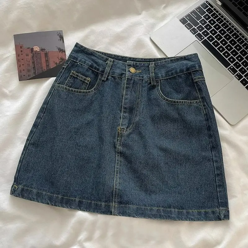 Embroidery A - Y2K 데님 스커트 세트: 빈티지 일본