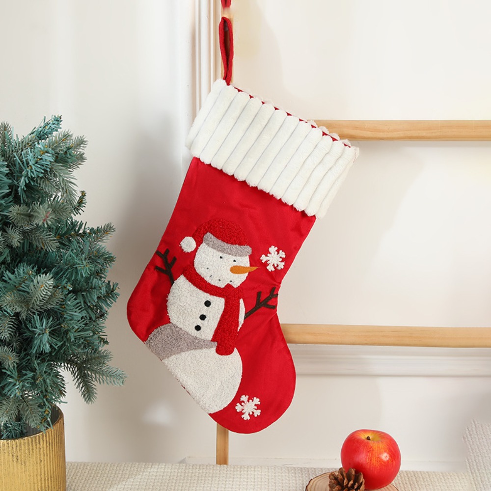 Embroidery Xmas Stocking - 걸이식 자수 크리스마스 스타킹 재사용 가능한