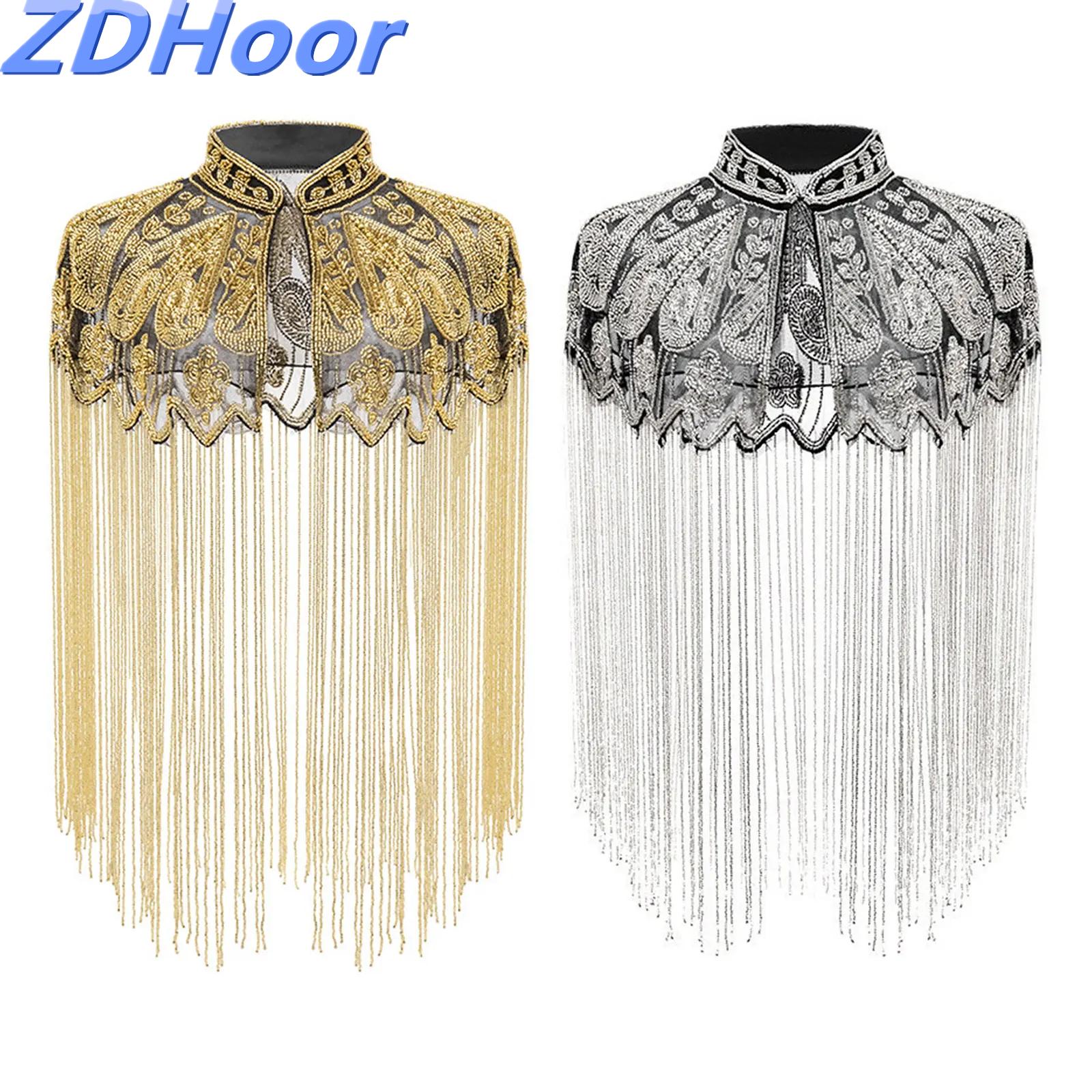 Embroidery Shawl - 스팽글 비즈 장식 이브닝 케이프 여성용