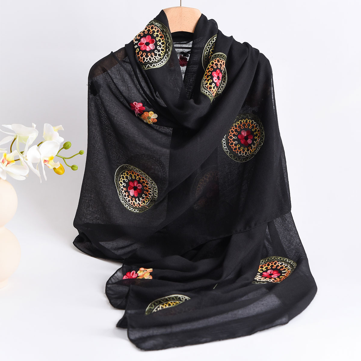 여름 새로운 경량 통기성 면화와 린넨 자수 스카프 민족 - Embroidery Shawl 리뷰 및 가격