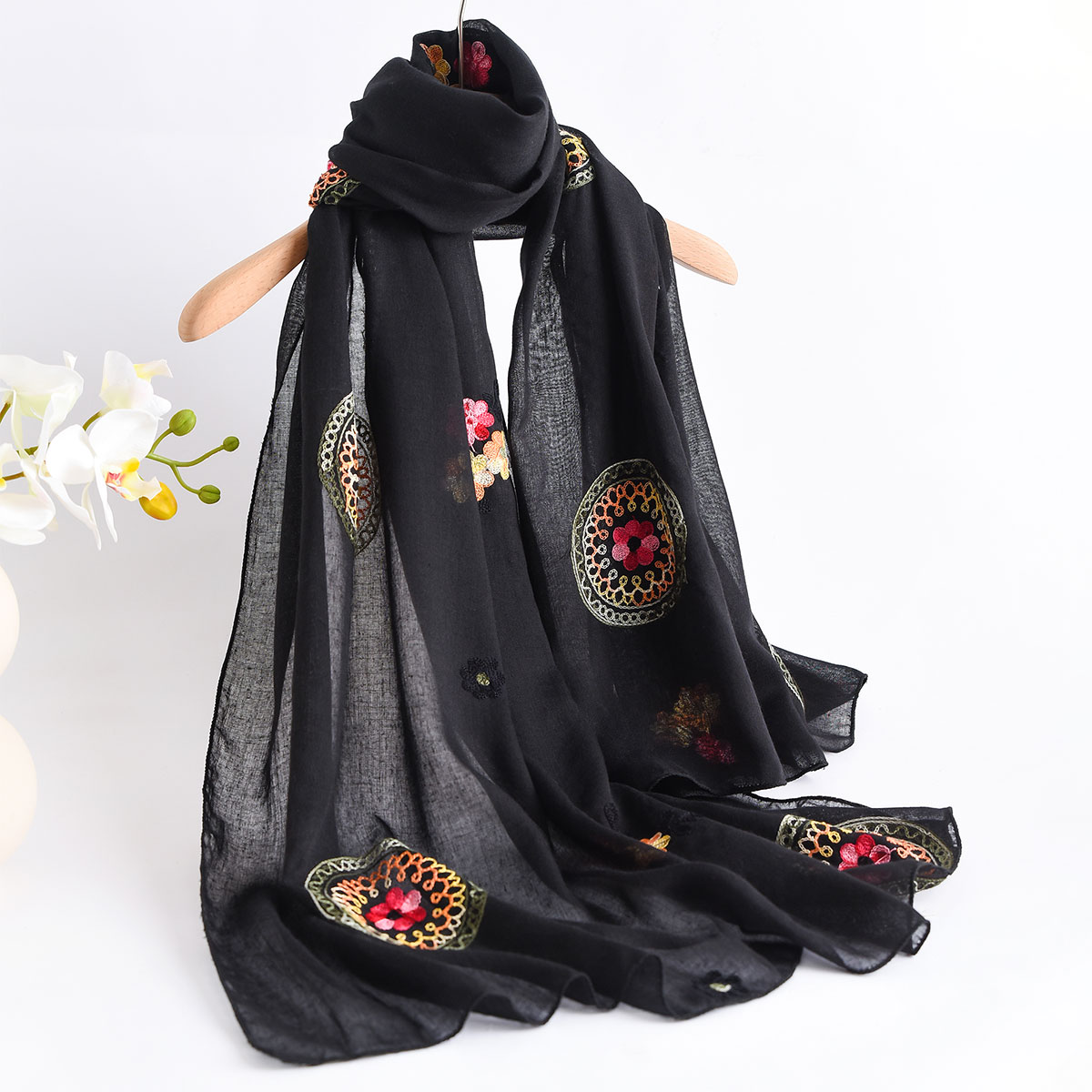 여름 새로운 경량 통기성 면화와 린넨 자수 스카프 민족 - Embroidery Shawl 리뷰 및 가격