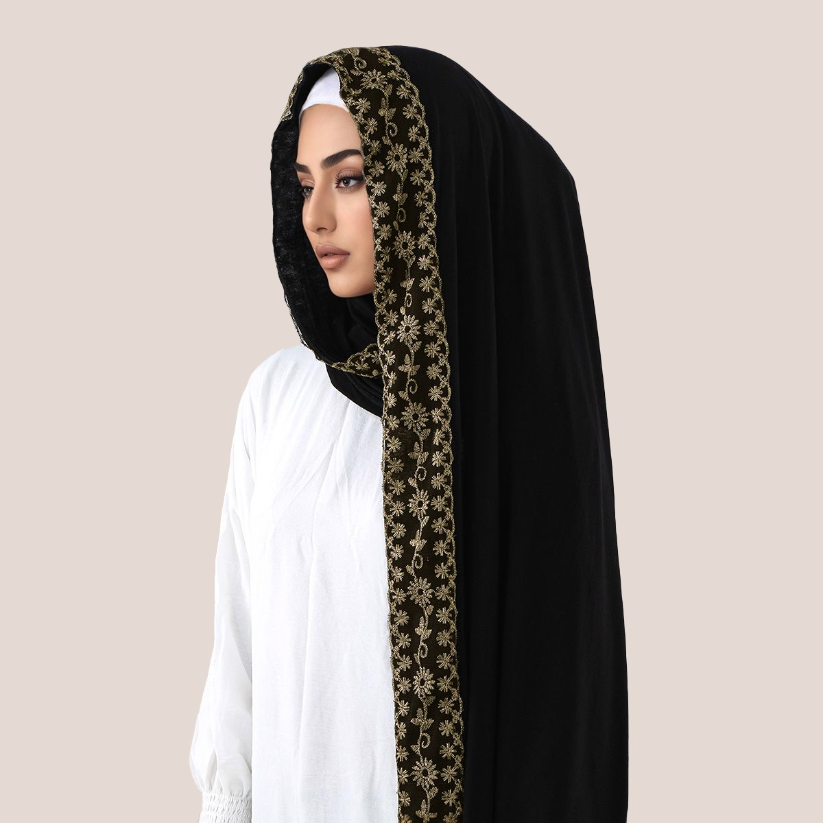 레이스 자수 코튼 저지 무슬림 히잡 롱 스카프 여성 헤 - Embroidery Shawl 리뷰 및 가격
