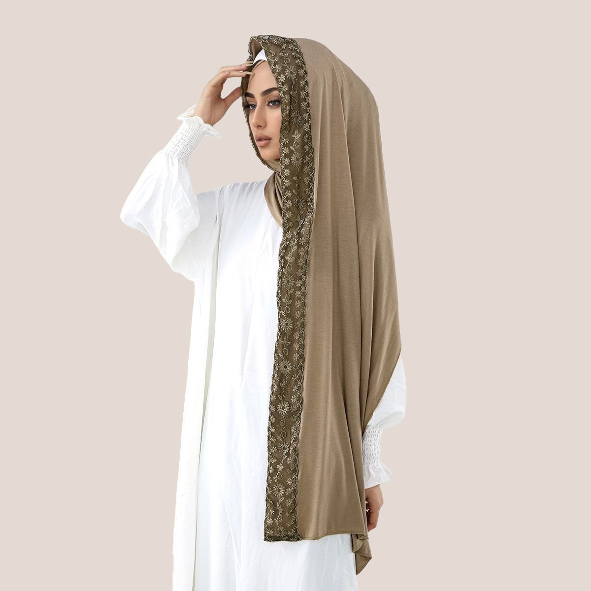 레이스 자수 코튼 저지 무슬림 히잡 롱 스카프 여성 헤 - Embroidery Shawl 리뷰 및 가격
