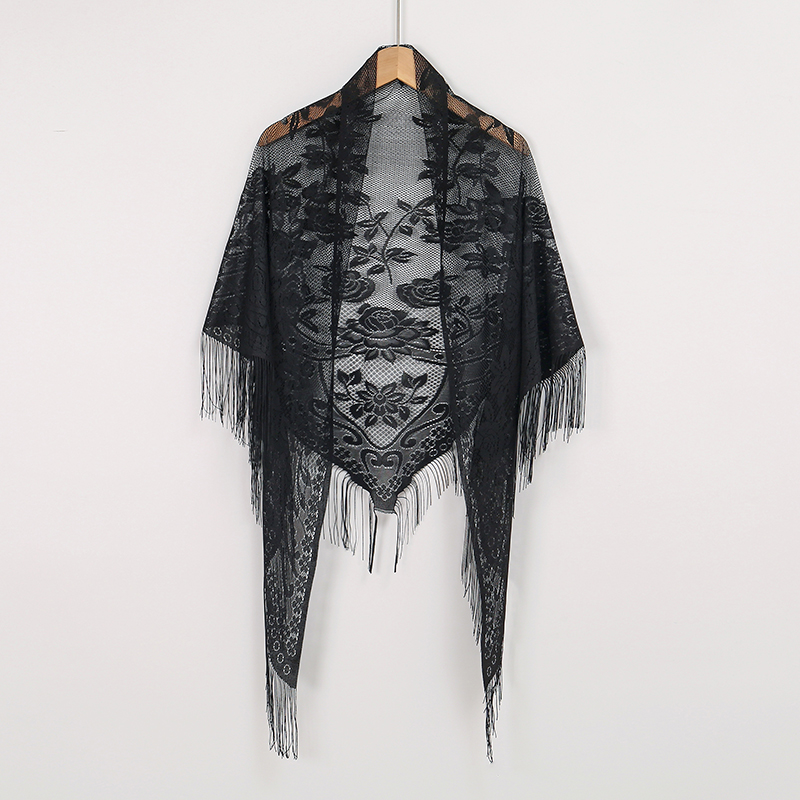 새로운 자수 레이스 스카프 숄 플로럴 삼각 베일 숄 여 - Embroidery Shawl 리뷰 및 가격
