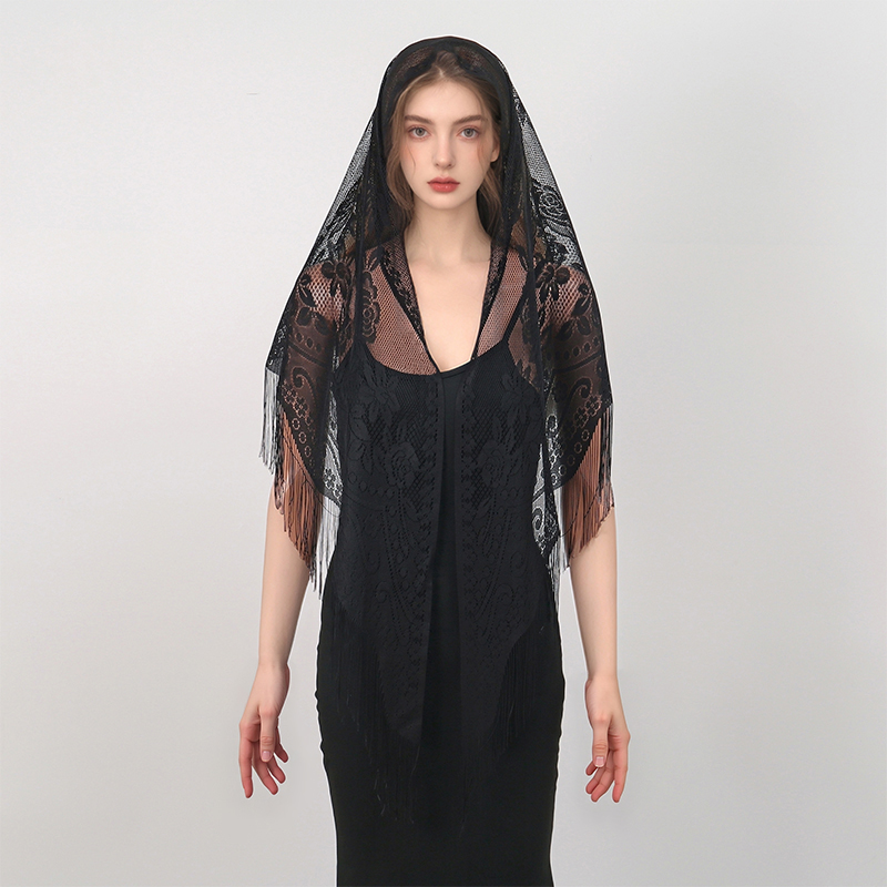 새로운 자수 레이스 스카프 숄 플로럴 삼각 베일 숄 여 - Embroidery Shawl 리뷰 및 가격