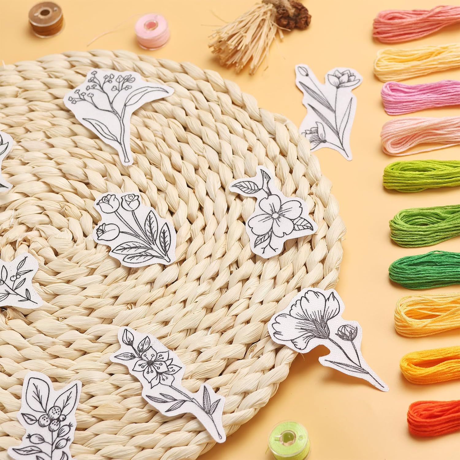 50Pcs 수용성 자수 안정제, 사전 인쇄된 꽃과 잎  - Embroidery Quilting 리뷰 및 가격