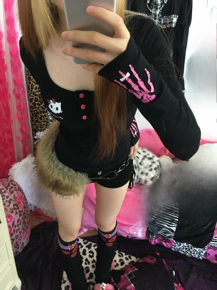 Y2K 빈티지 만화 프린트 티셔츠 여성 2025, 펑크 - Embroidery A 리뷰 및 가격