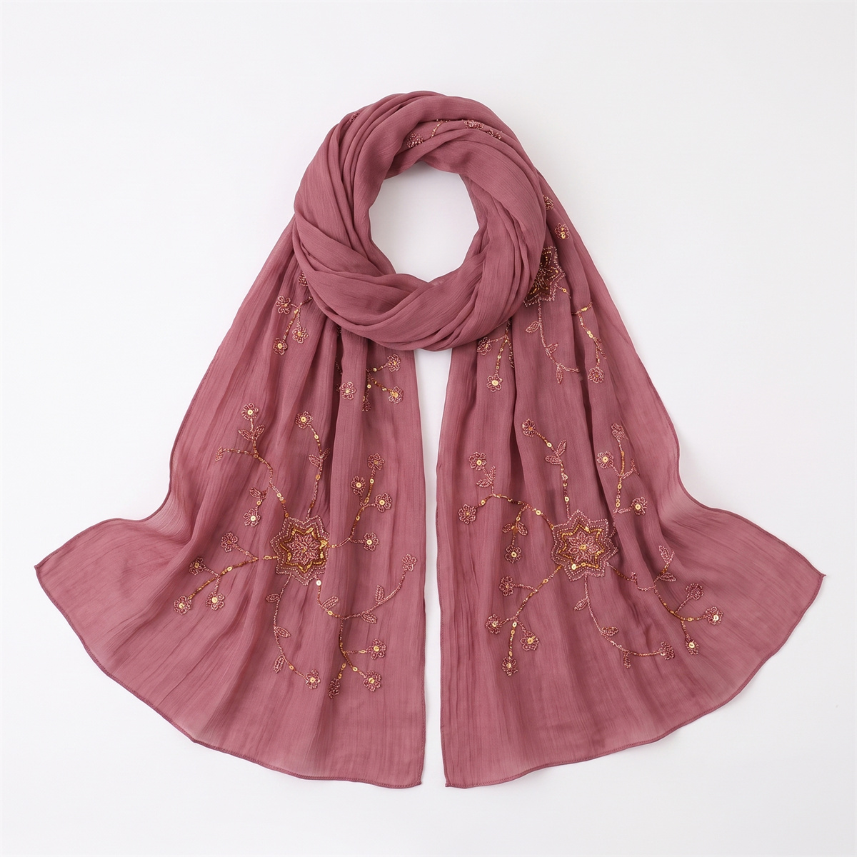 패션 크링클 히잡 스카프, 꽃무늬 스팽글 자수 장식,  - Embroidery Shawl 리뷰 및 가격