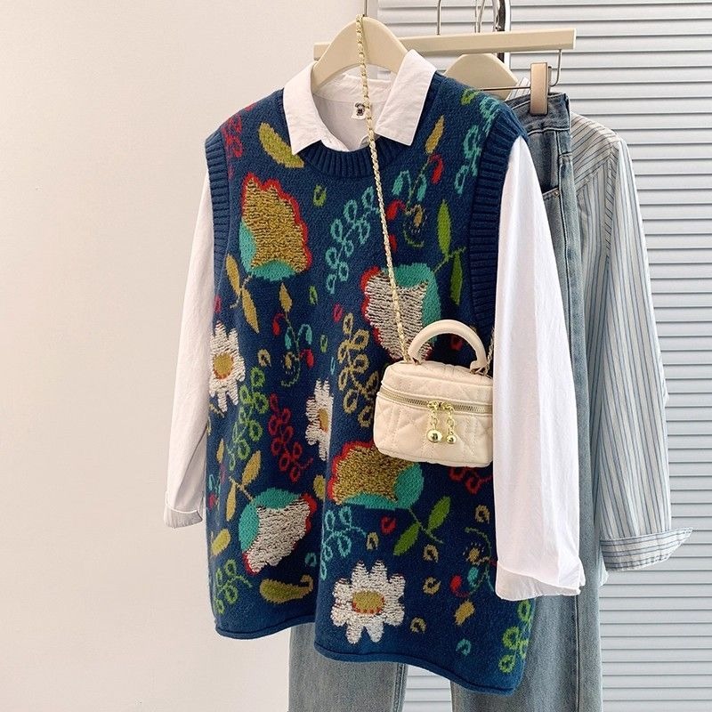 여성용 가을 예술적 젊은 감각의 라운드넥 풀오버 루즈핏 - Embroidery Artist 리뷰 및 가격