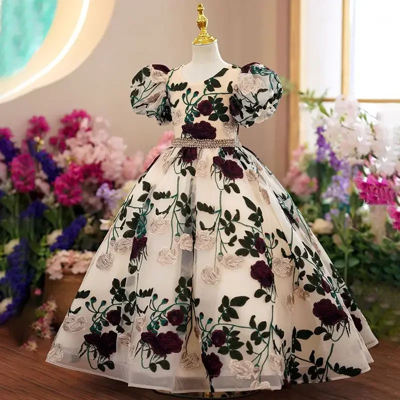 십대 소녀 우아한 럭셔리 긴 이브닝 가운, 어린이 자수 - Embroidery Abaya 리뷰 및 가격