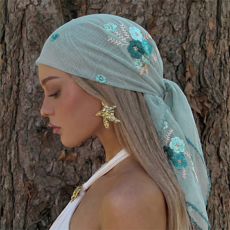 럭셔리 시스루 메쉬 숄 플로럴 자수 헤드 스카프 여성  - Embroidery Shawl 리뷰 및 가격