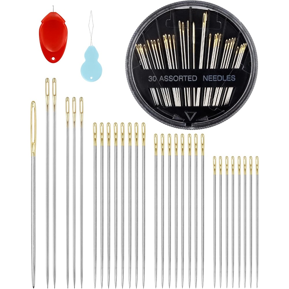 30개 스틸 손바느질 바늘 세트 6가지 사이즈 큰 눈구 - Embroidery Needle 리뷰 및 가격
