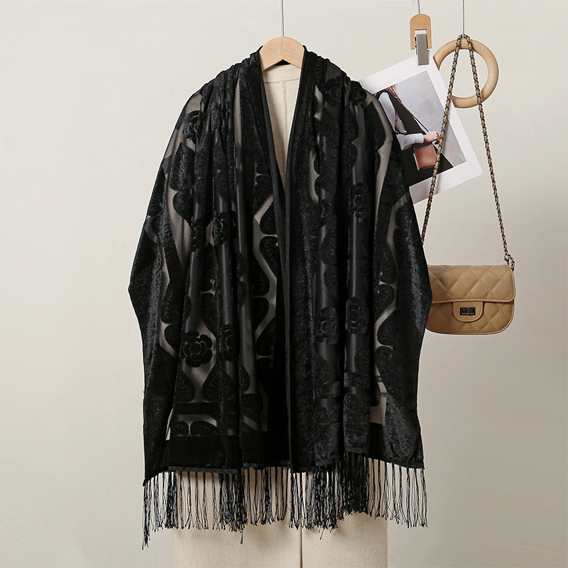 2024 럭셔리 실크 자수 꽃 숄, 술 스카프, 여성용 - Embroidery Shawl 리뷰 및 가격