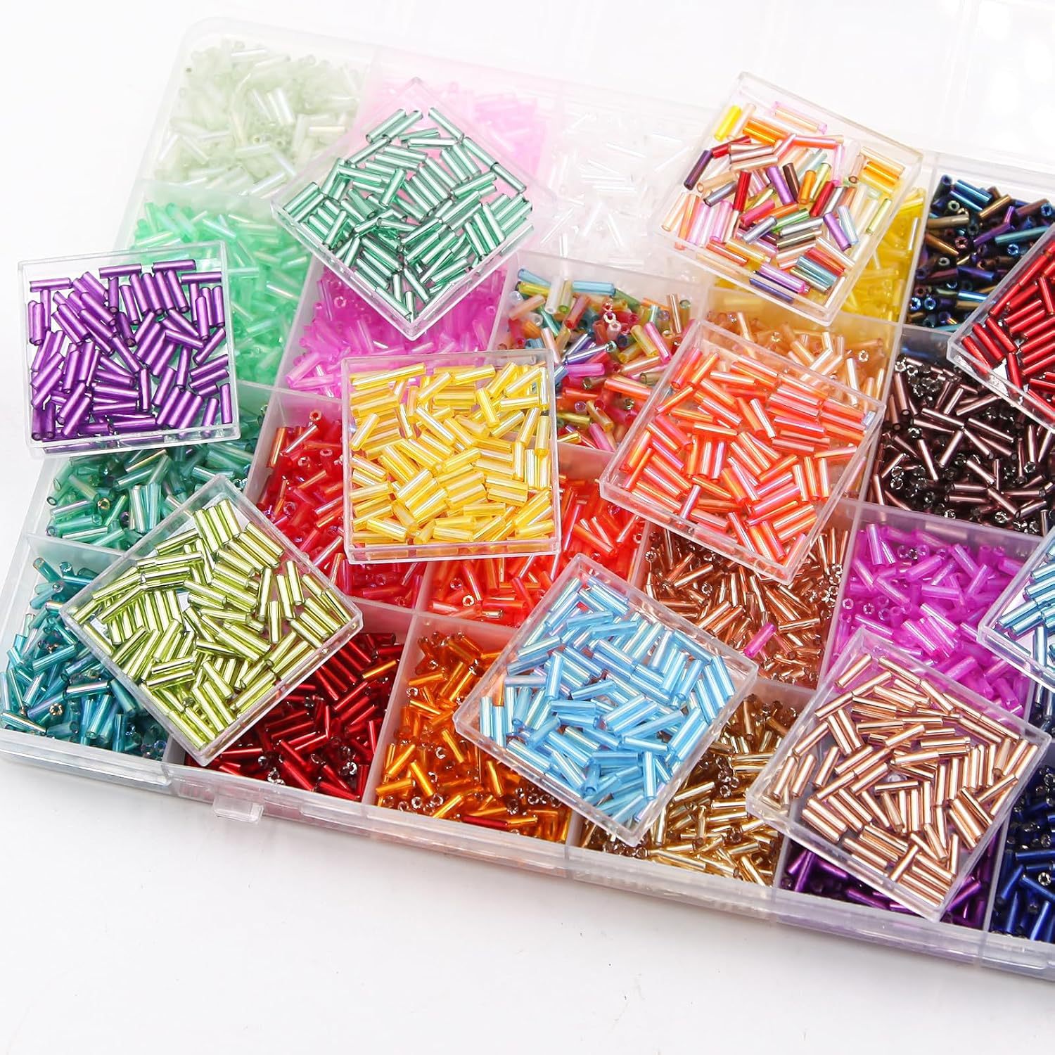 약 6720개/박스 7mm 28가지 색상의 튜브형 시드 - Embroidery Beads 리뷰 및 가격