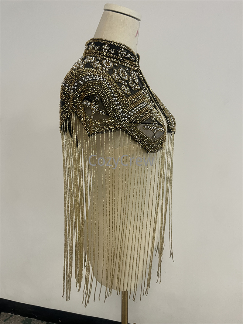 레트로 럭셔리 스팽글 비즈 장식 프린지 태슬 숏 숄 재 - Embroidery Shawl 리뷰 및 가격