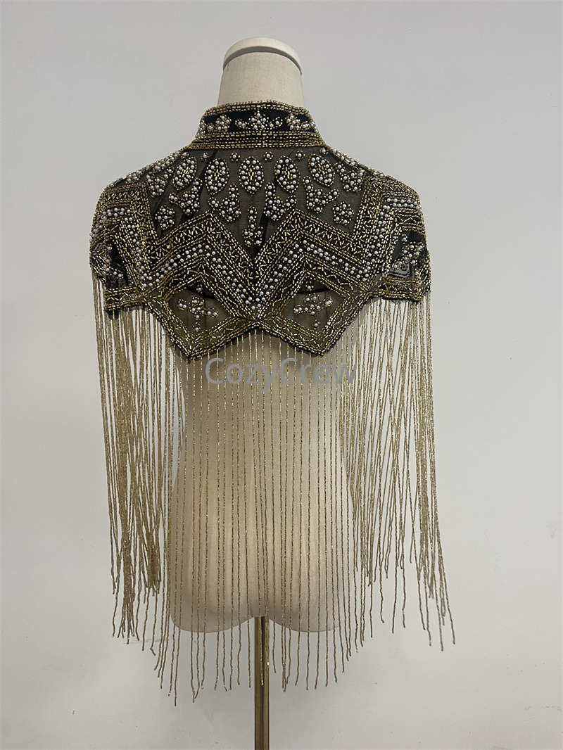 레트로 럭셔리 스팽글 비즈 장식 프린지 태슬 숏 숄 재 - Embroidery Shawl 리뷰 및 가격