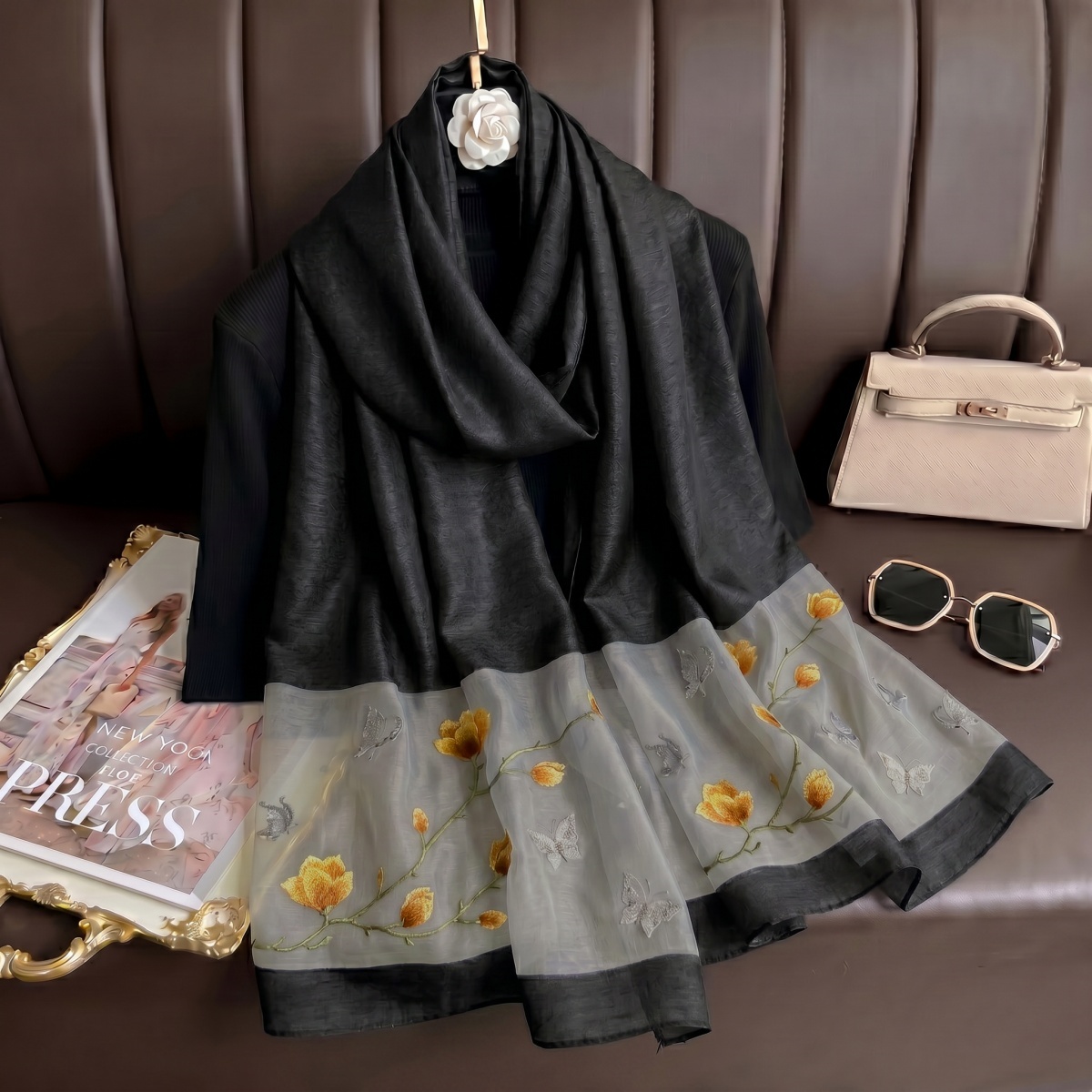 스카프 프린트 히잡 반다나 실크 스카프 여성 헤드스카프 - Embroidery Shawl 리뷰 및 가격